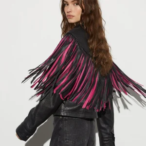 STIEGLITZ Janez Leather Fringe Jacket | Black New