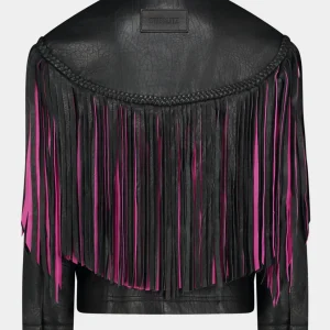 STIEGLITZ Janez Leather Fringe Jacket | Black New