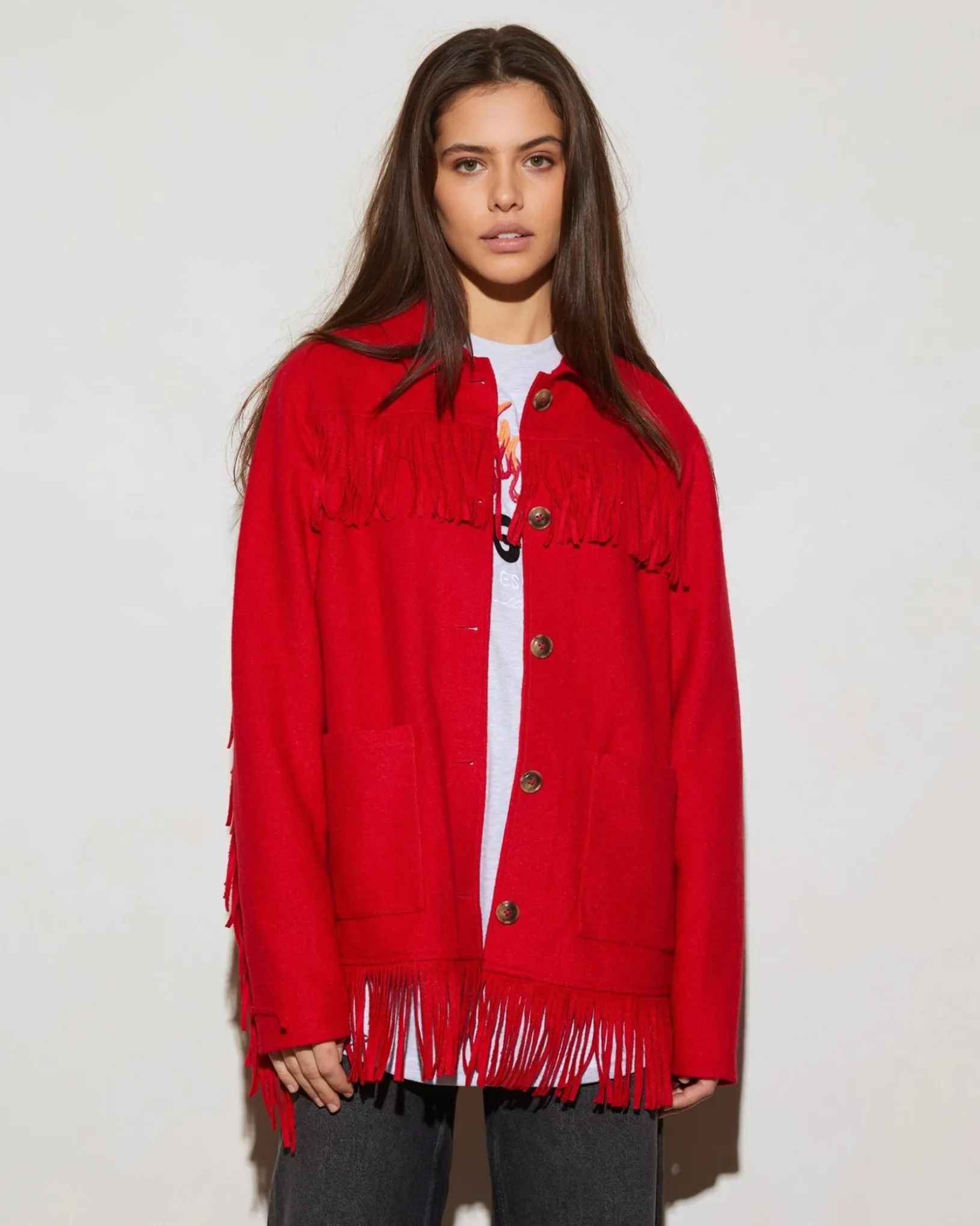 wool_fringe_jacket__red_3.webp STIEGLITZ Wool Fringe Jacket | Red Online